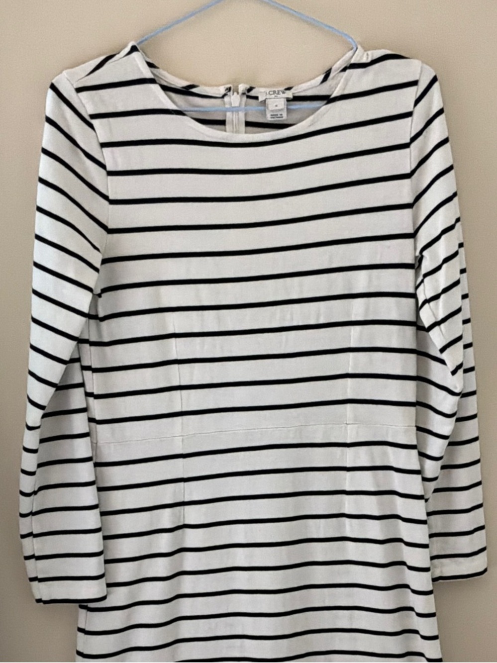J. Crew Black and White Striped Long Sleeve Dress